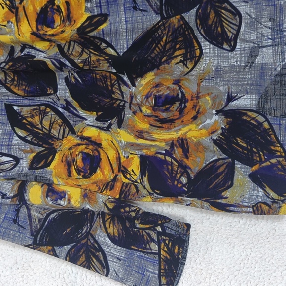 Worthington Women's Yellow Rose Floral Artsy Cowl Neck Blouse Size L - Picture 2 of 6